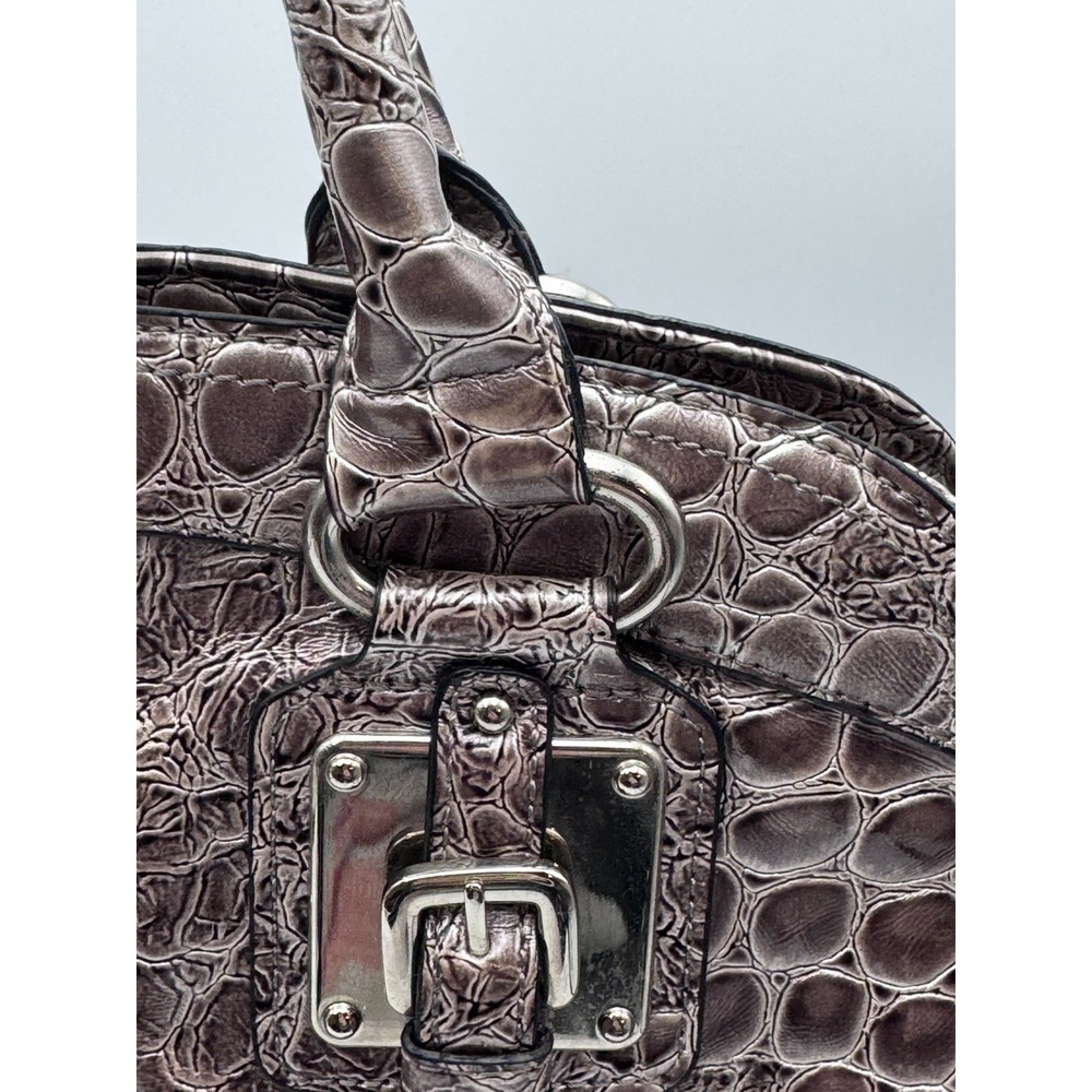 Vintage Y2K Guess Metallic Pewter Faux Croc Embossed Shoulder Bag w/ Silver HW - Picture 12 of 16